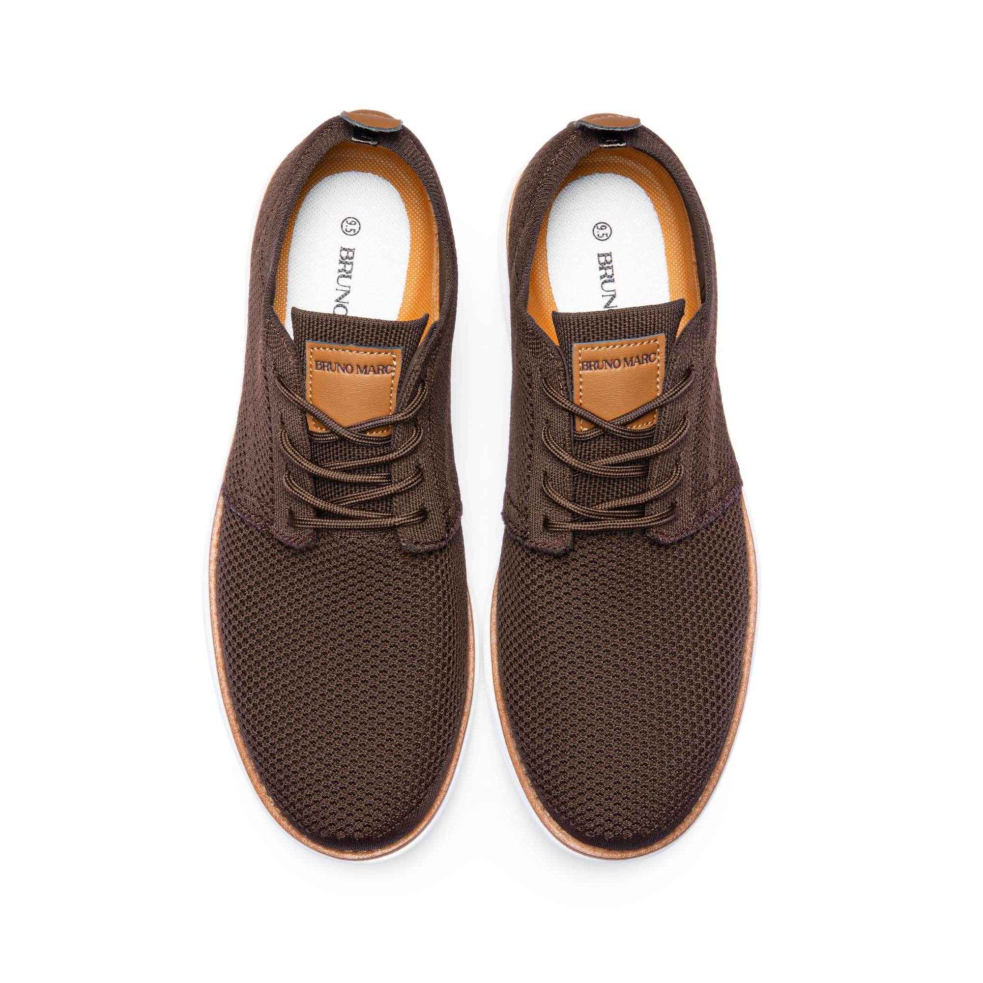 Men's KnitFlex Breeze Mesh Sneakers Oxfords Lace-Up Lightweight Casual Walking Shoes Brown