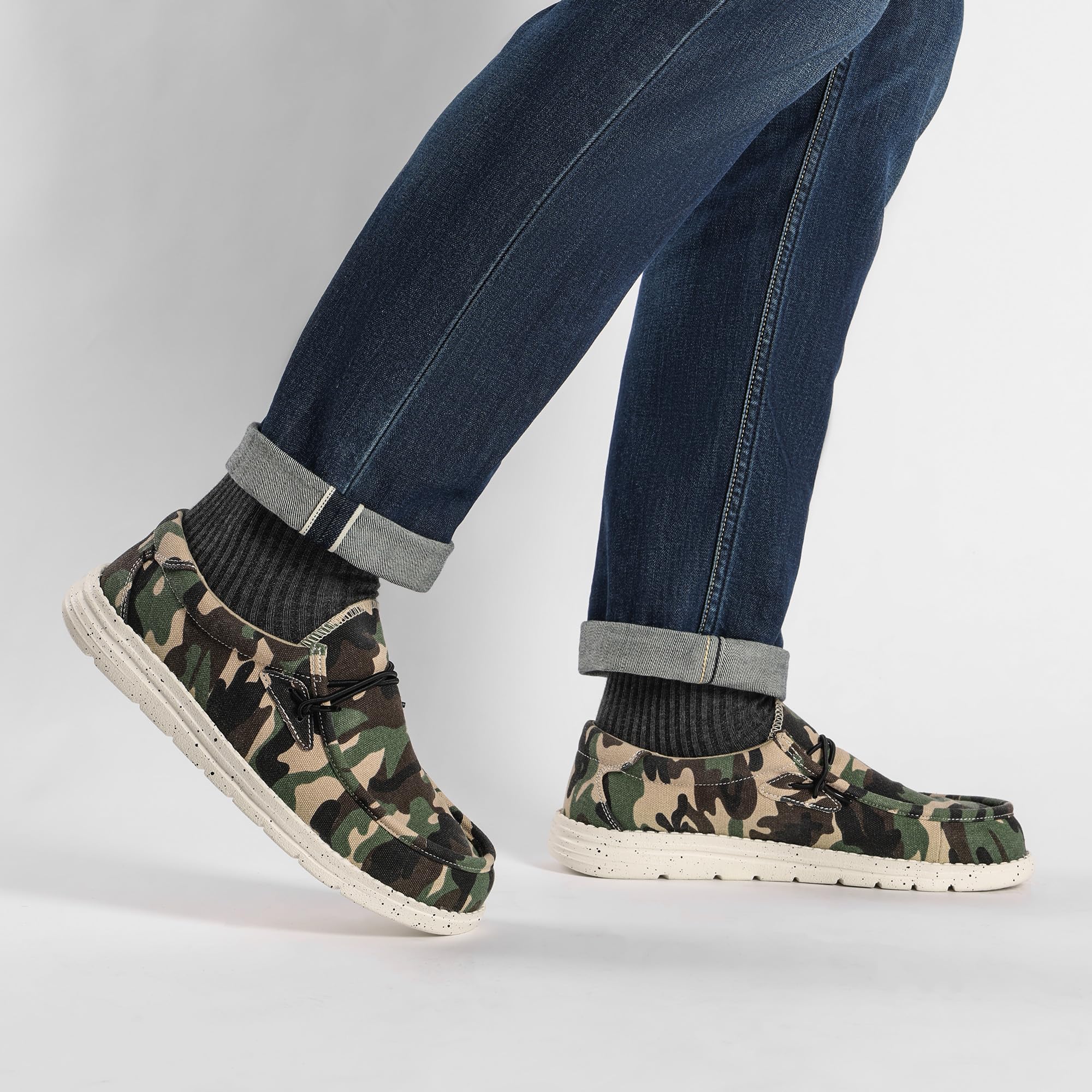 Men's Casual Slip-on Loafers Stretch Shoes 1.0 Camo/Green